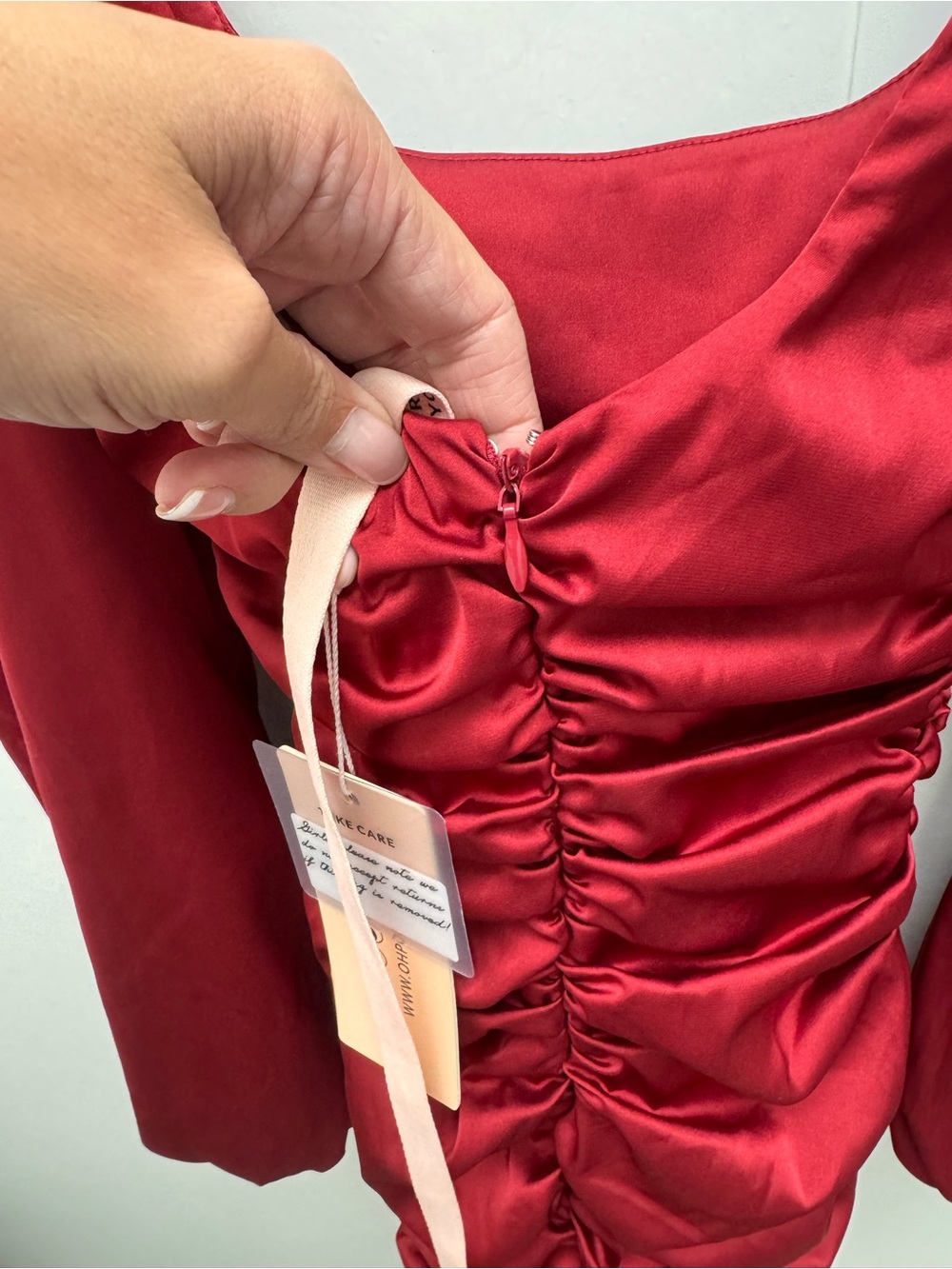 Oh Polly Ruched Red Satin Women’s Dress